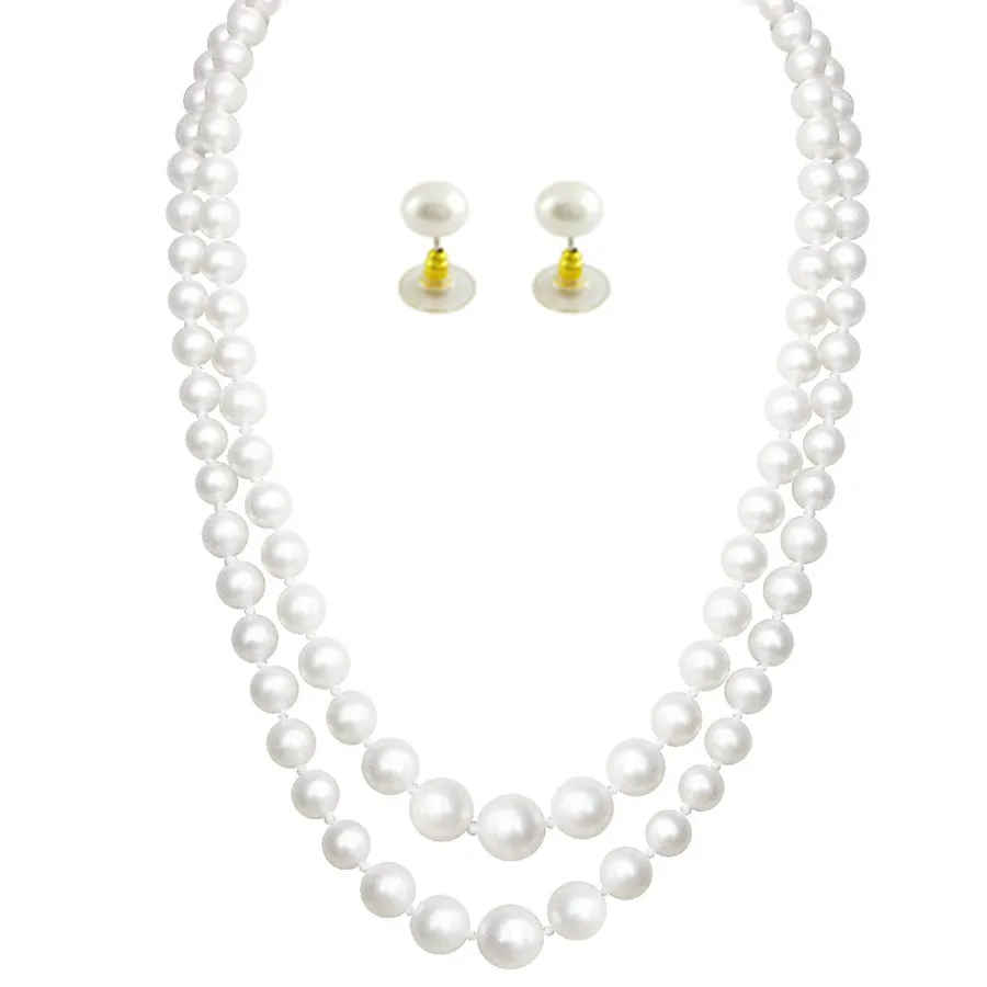 Double strand pearl necklace set